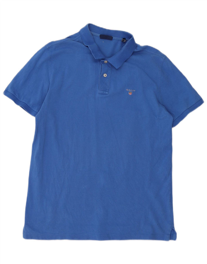 Camisa polo masculina Gant Regular Fit grande algodão azul