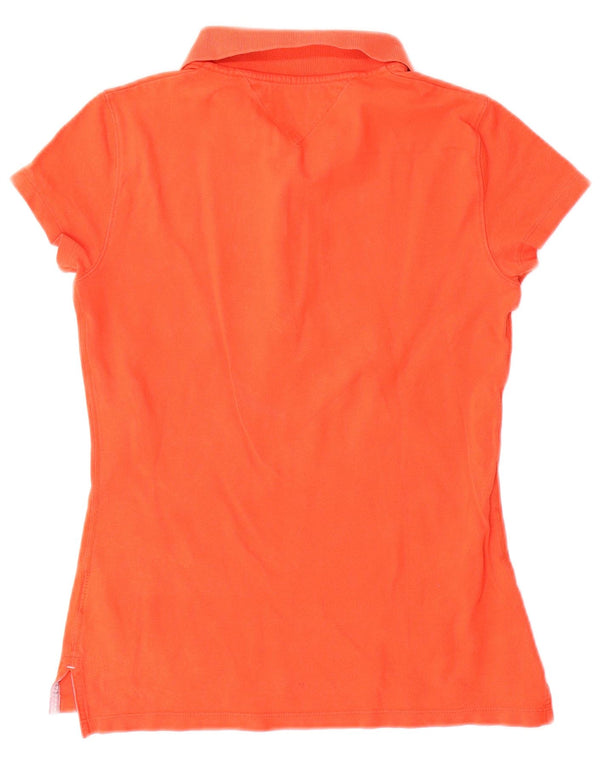 Camisa polo feminina Tommy Hilfiger Slim Fit Reino Unido 10 algodão laranja pequeno