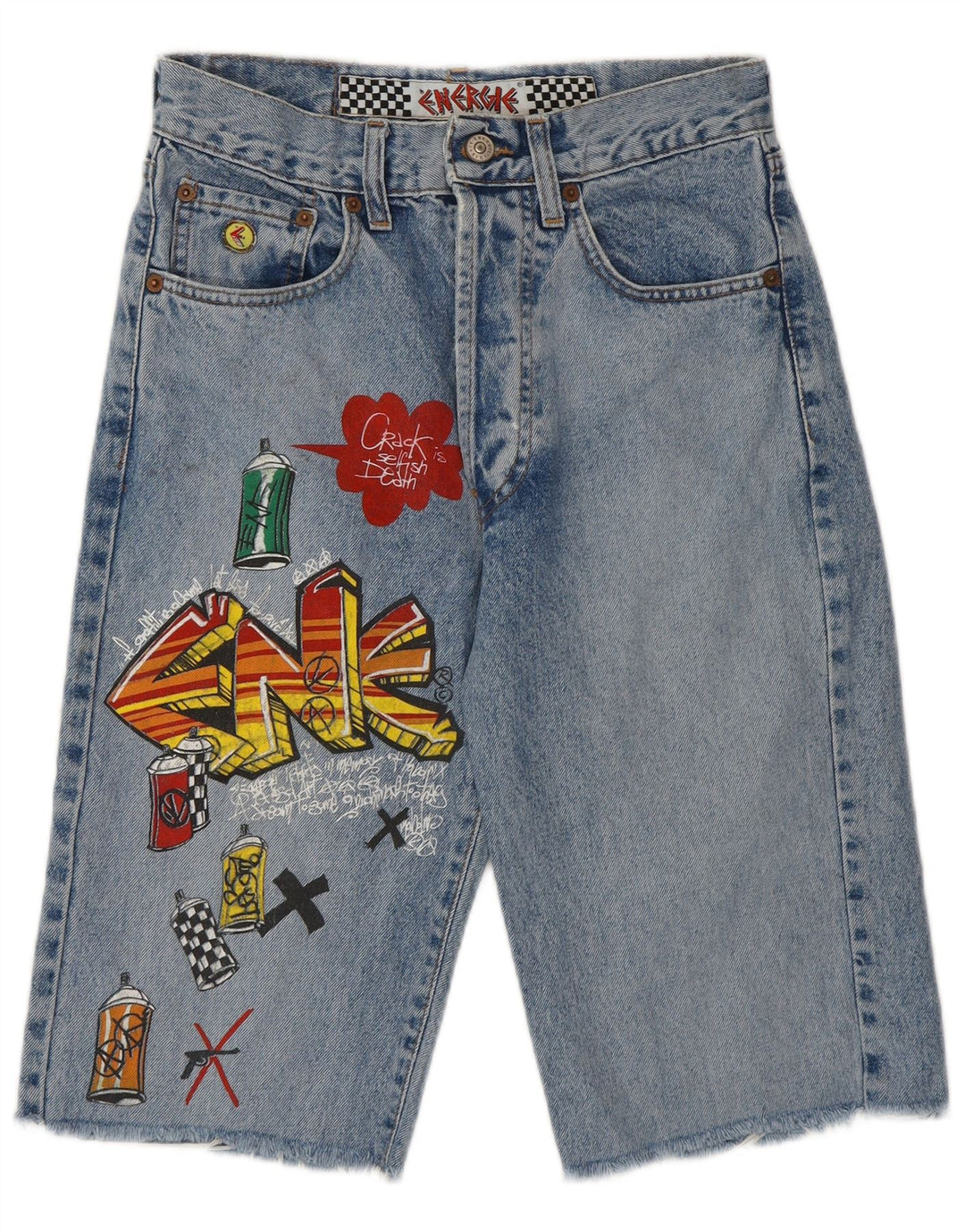 Bermuda jeans feminina Energie Graffiti Graphic W28 azul médio