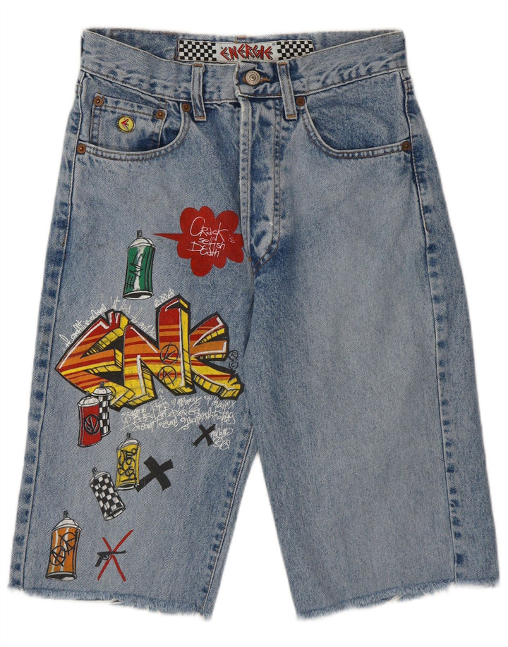 Bermuda jeans feminina Energie Graffiti Graphic W28 azul médio