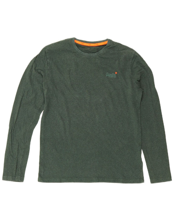 Superdry Mens Top Manga Longa Pequeno Algodão Verde