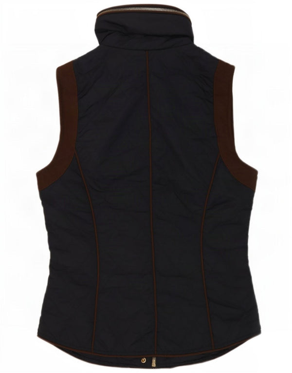 Zara Womens Hooded Quilted Gilet UK 10 Small Navy Blue Colourblock