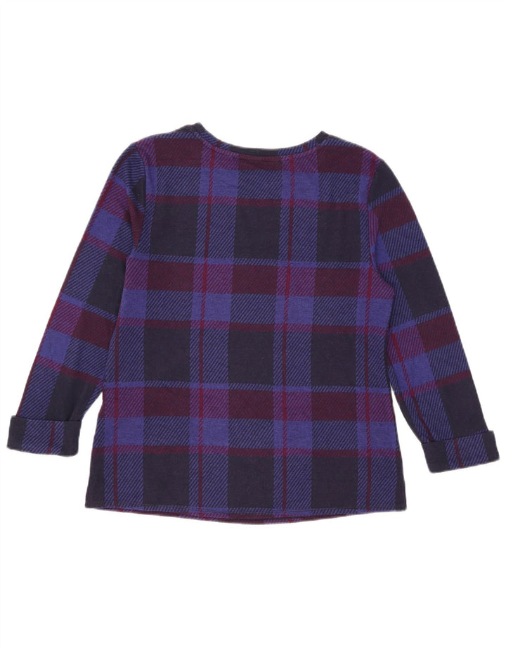 Top feminino Marks & Spencer manga 3/4 Reino Unido 10 pequeno xadrez azul marinho