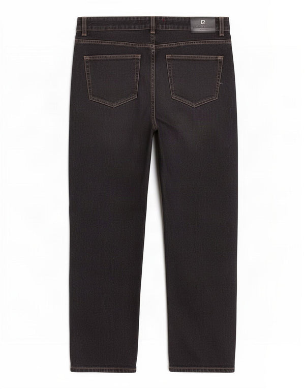 Pierre Cardin Mens Straight Jeans W36 L32 Algodão Preto