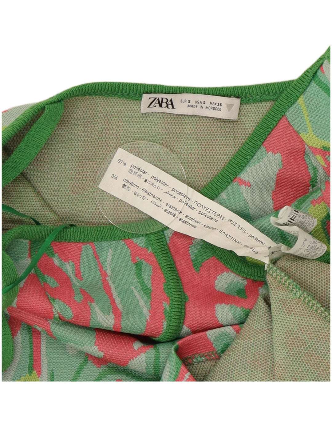 Vestido feminino Zara com bainha com padrão abstrato Reino Unido 8 pequeno multicolorido