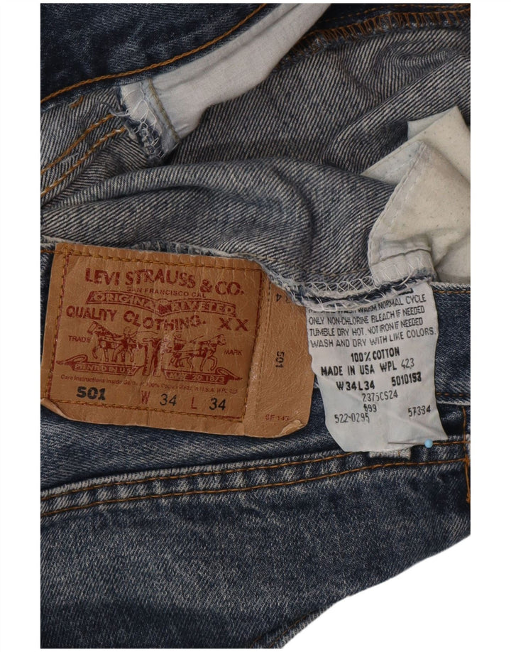 LEVI'S Mens 501 Shorts Jeans W34 Grande Algodão Azul