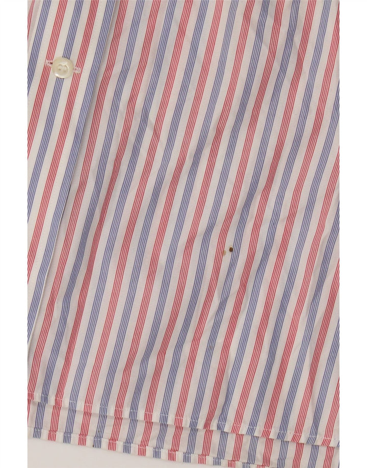 Camisa masculina Boggi Milano grande listrada vermelha de algodão
