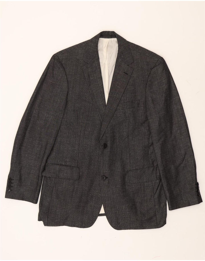 Jaqueta blazer masculina Hugo Boss com 2 botões UE 50 grande lã virgem cinza