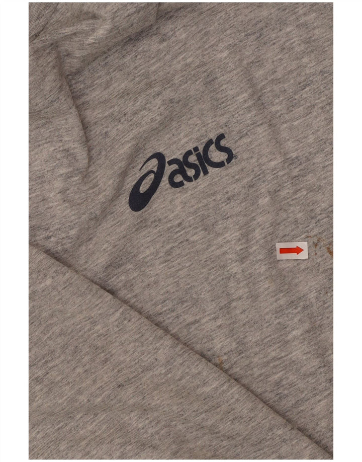 Camiseta gráfica masculina ASICS Top grande algodão manchado cinza