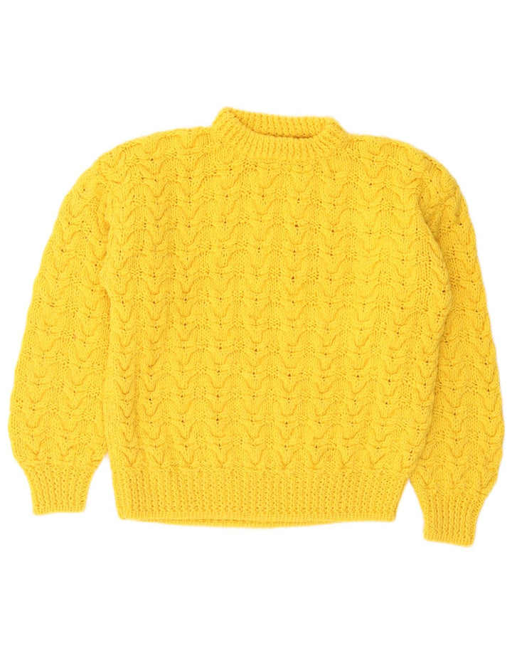 Suéter feminino vintage com gola tartaruga Reino Unido 12 amarelo médio