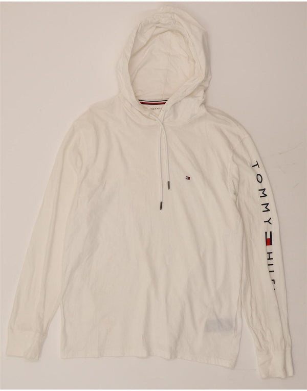Tommy Hilfiger moletom com capuz gráfico masculino grande algodão branco