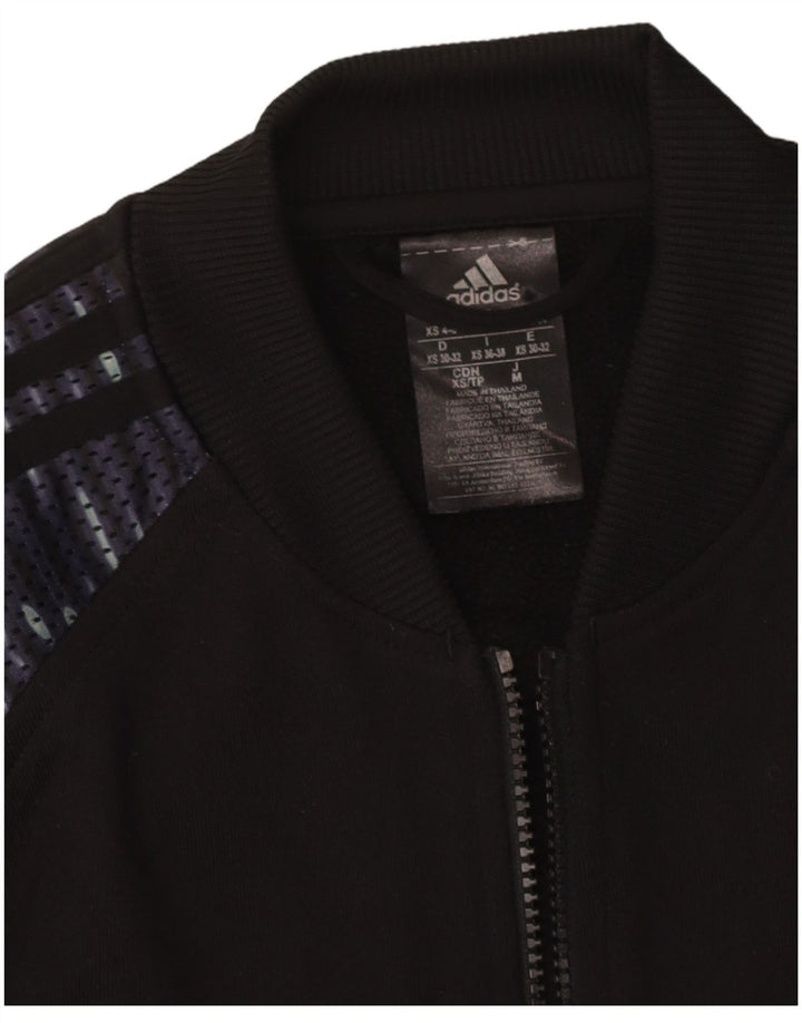 ADIDAS Womens Abstract Pattern Tracksuit Top Jacket UK 4/6 XS Preto