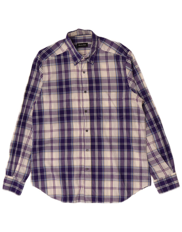 Camisa masculina Massimo Dutti grande xadrez roxo