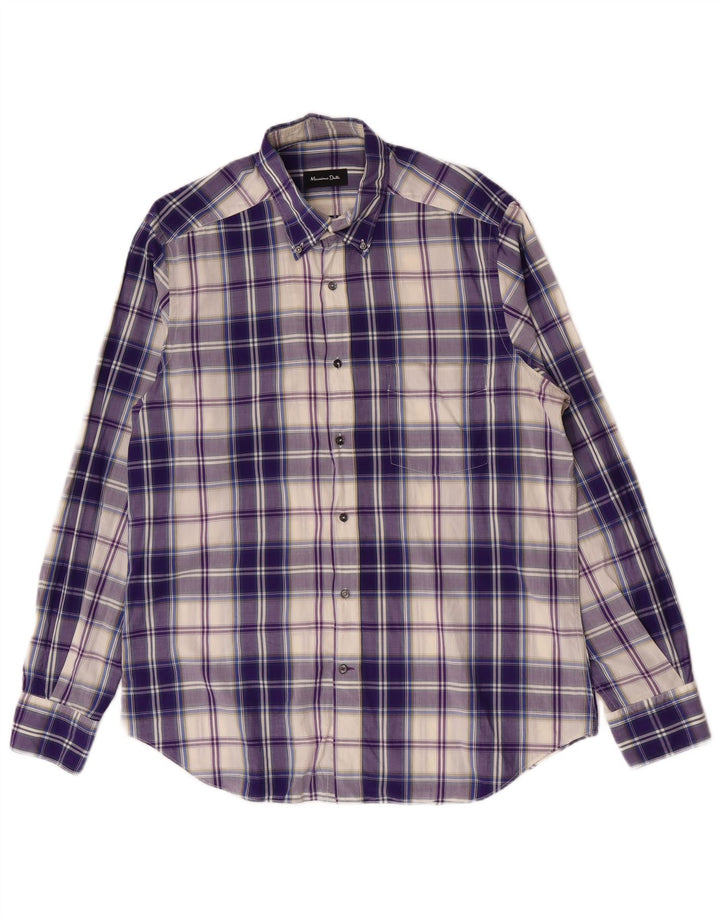 Camisa masculina Massimo Dutti grande xadrez roxo