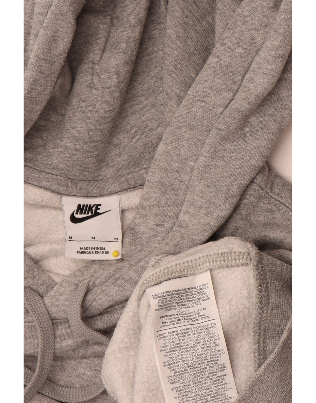 Moletom com capuz masculino Nike médio cinza manchado de algodão