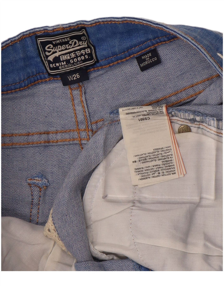 Shorts jeans feminino SUPERDRY W26 pequeno algodão azul