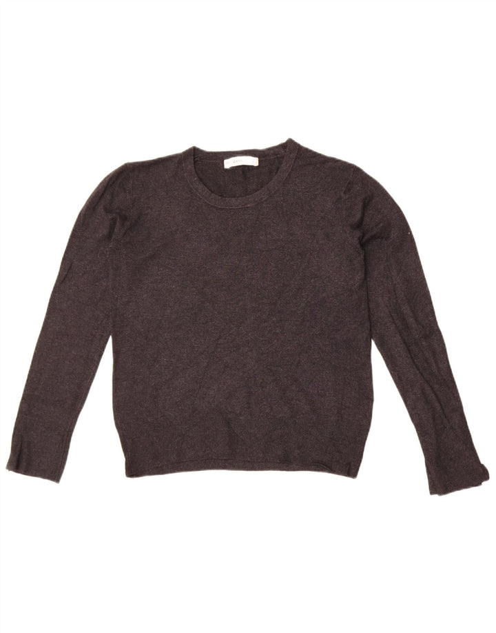 Zara Suéter feminino com gola redonda, Reino Unido 14, grande, cinza