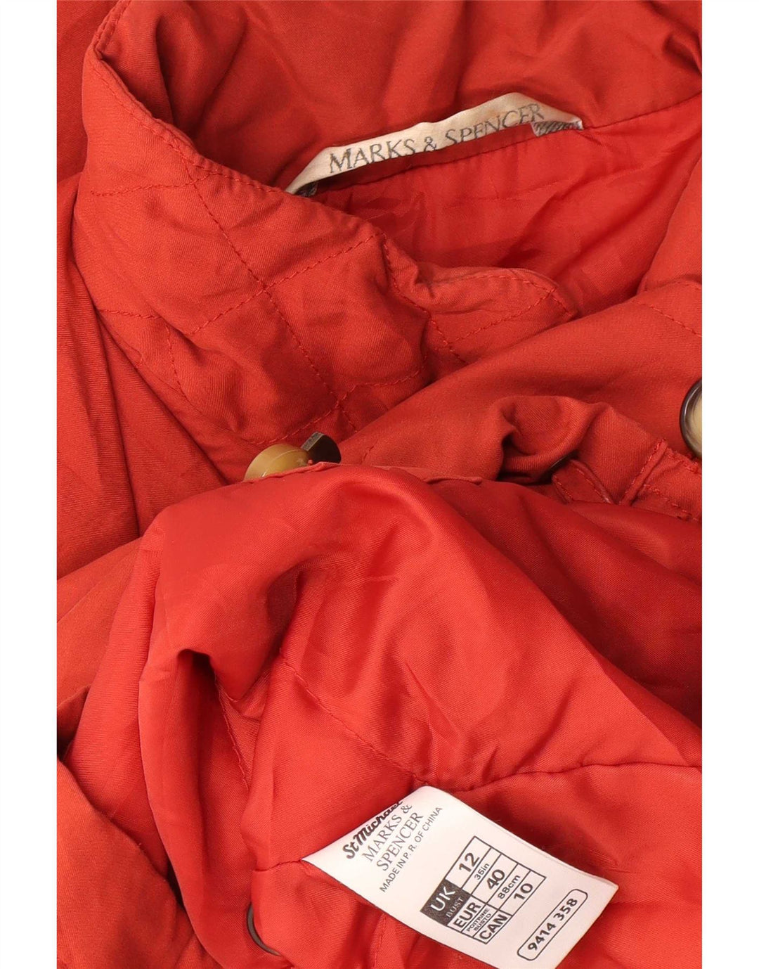 Casaco corta-vento feminino Marks & Spencer com capuz Reino Unido 12 médio laranja