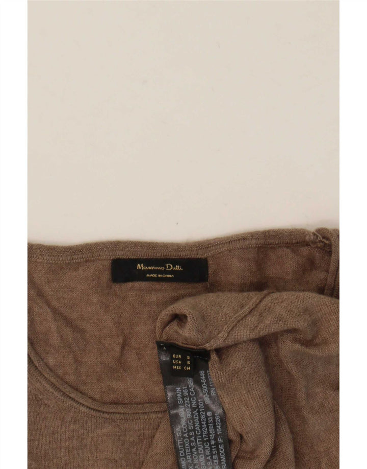 Suéter feminino Massimo Dutti com gola redonda Reino Unido 10 pequeno marrom
