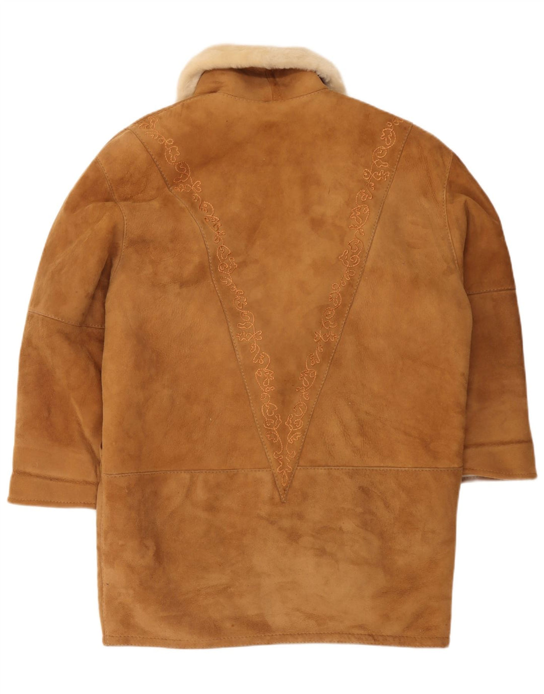 Casaco feminino vintage de corte grande IT 44 Shearling marrom médio