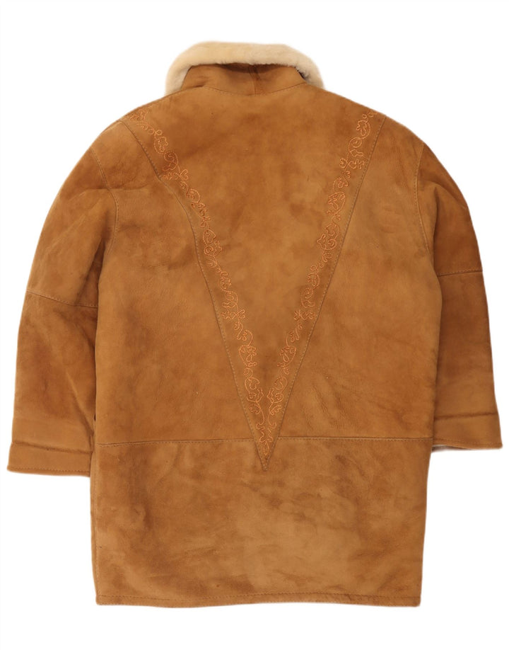Casaco feminino vintage de corte grande IT 44 Shearling marrom médio