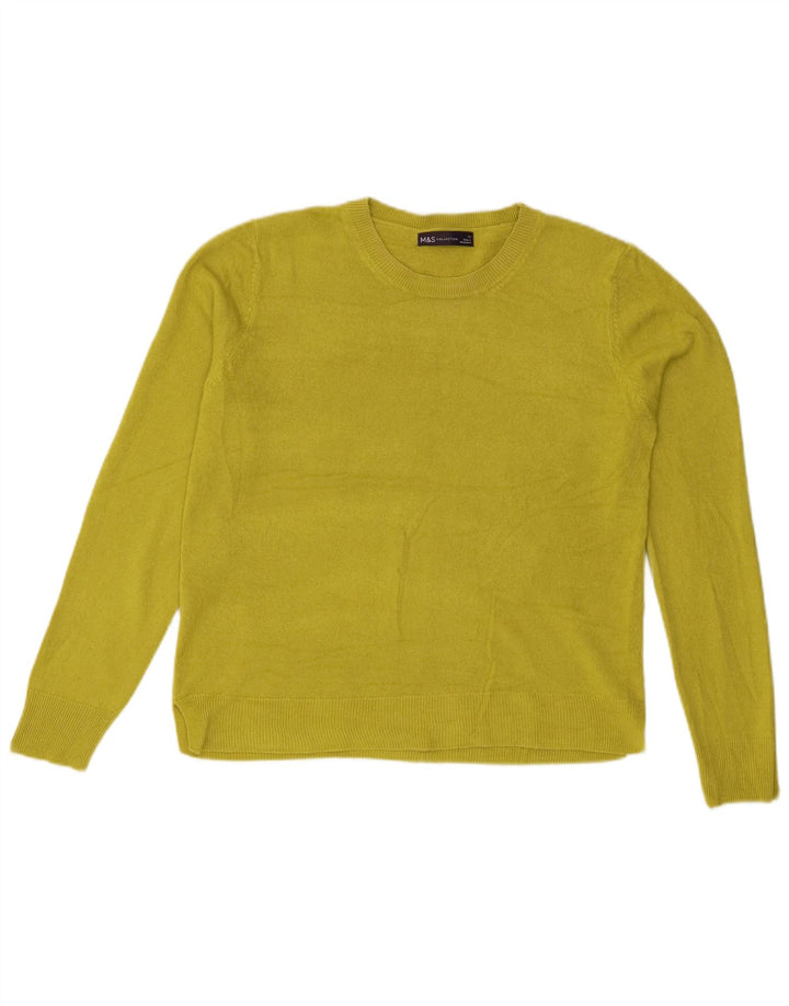 Suéter feminino Marks & Spencer com gola redonda Reino Unido 12 acrílico verde médio