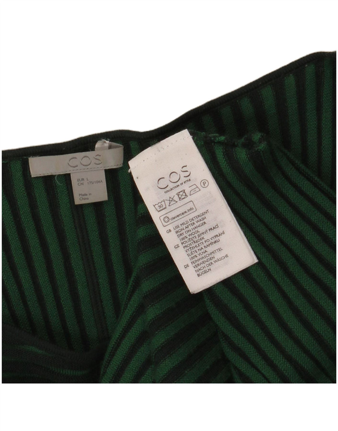 Cos Womens Jumper Dress Reino Unido 16 Grande Lã Listrada Verde