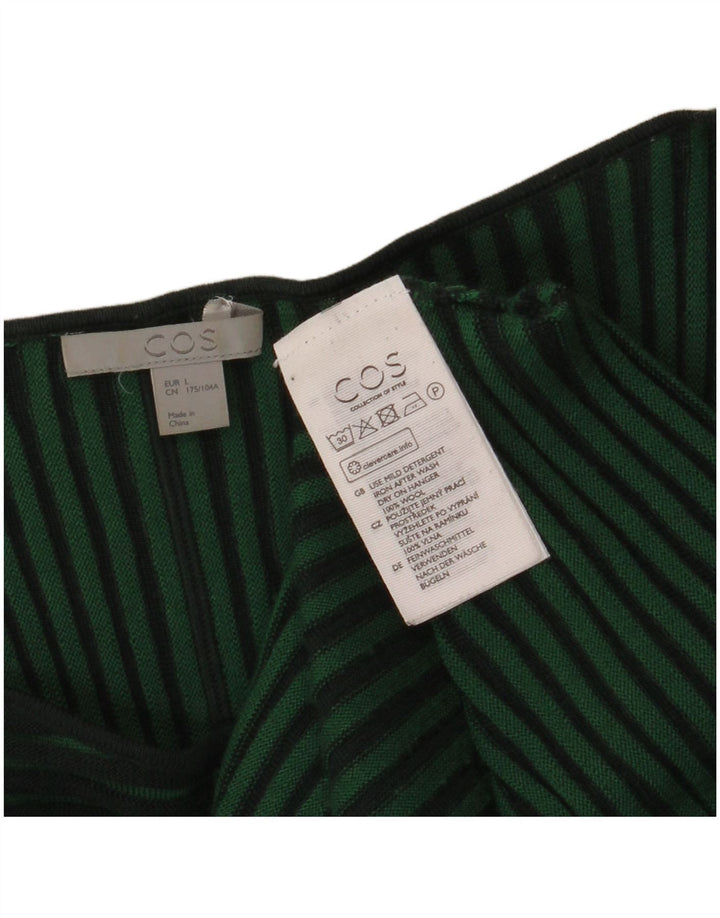 Cos Womens Jumper Dress Reino Unido 16 Grande Lã Listrada Verde