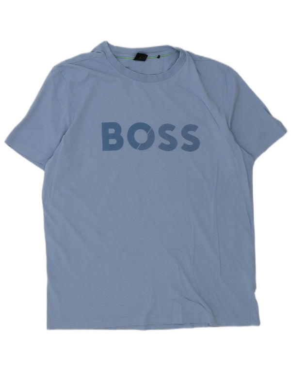 Camiseta gráfica masculina Hugo Boss Top XL algodão azul