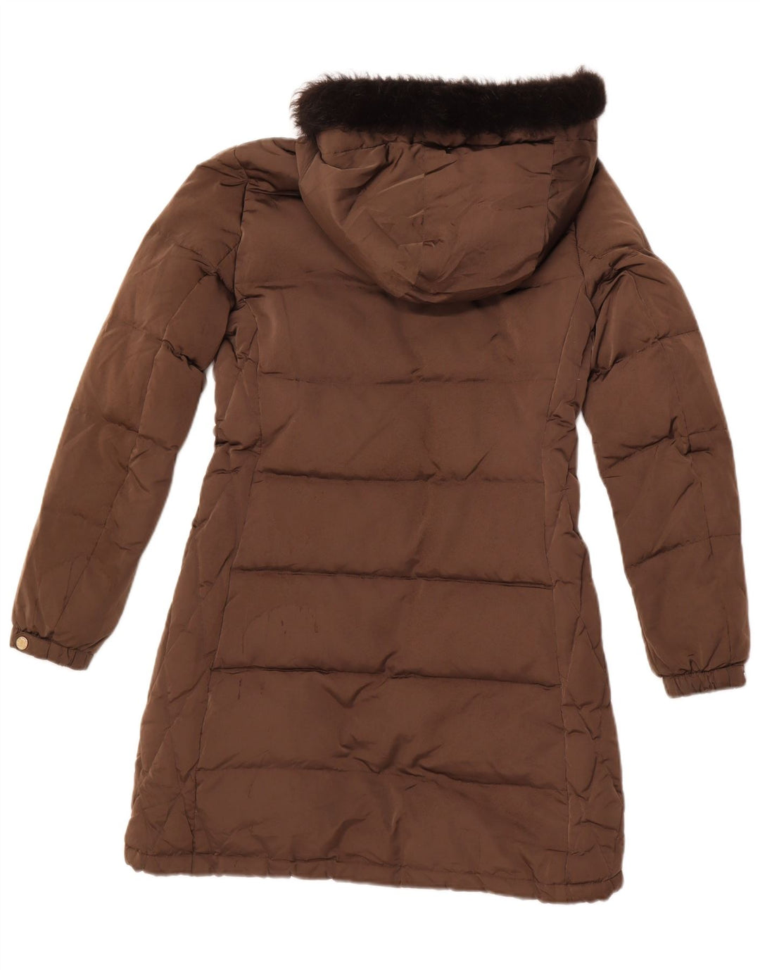 Casaco acolchoado com capuz feminino MASSIMO DUTTI Reino Unido 10 pequeno poliéster marrom