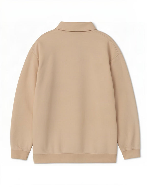 Moletom Zara feminino com gola polo, suéter UK 14 médio bege