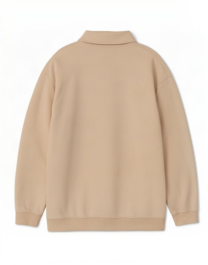 Moletom Zara feminino com gola polo, suéter UK 14 médio bege
