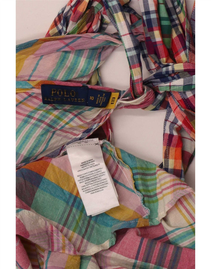 Vestido feminino Polo Ralph Lauren frente única EUA 10 grandes retalhos multicoloridos