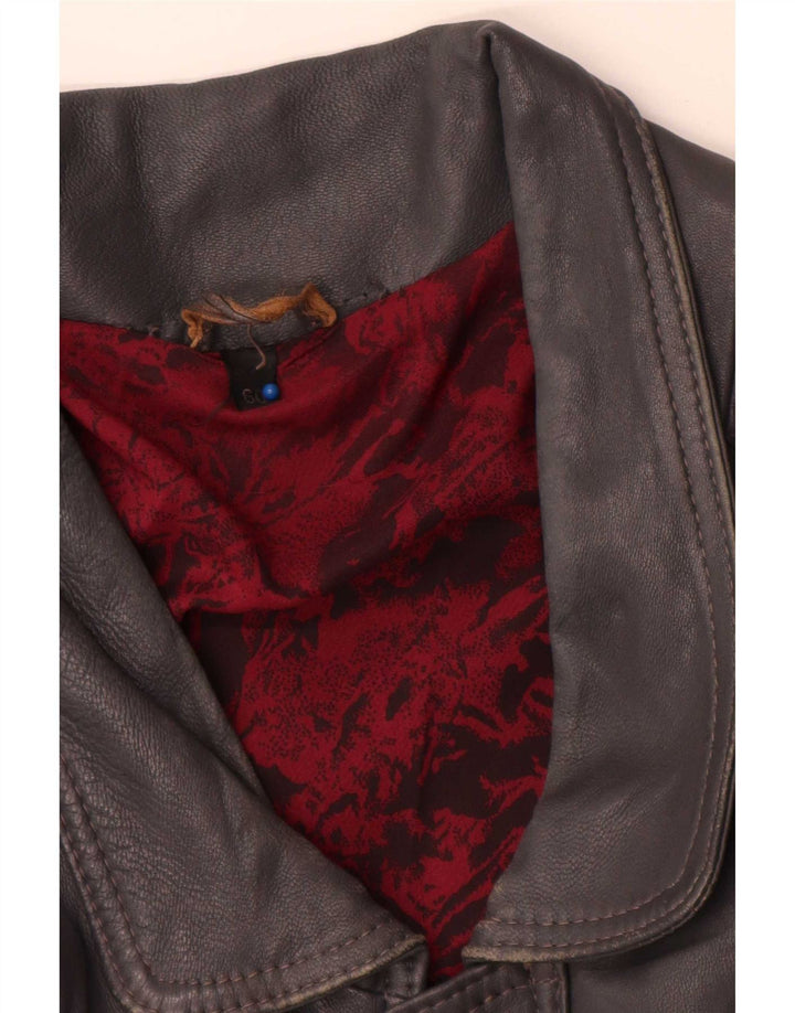 Jaqueta de couro masculina vintage IT 60 4XL cinza