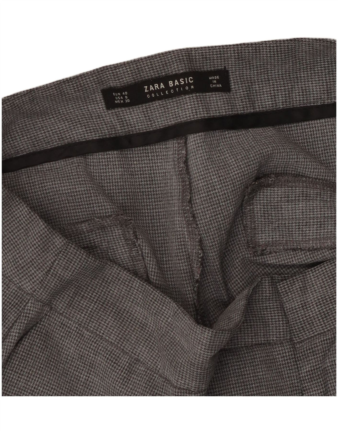Calça Chino Reta Feminina Zara EU 40 Médio W30 L27 Cinza Houndstooth