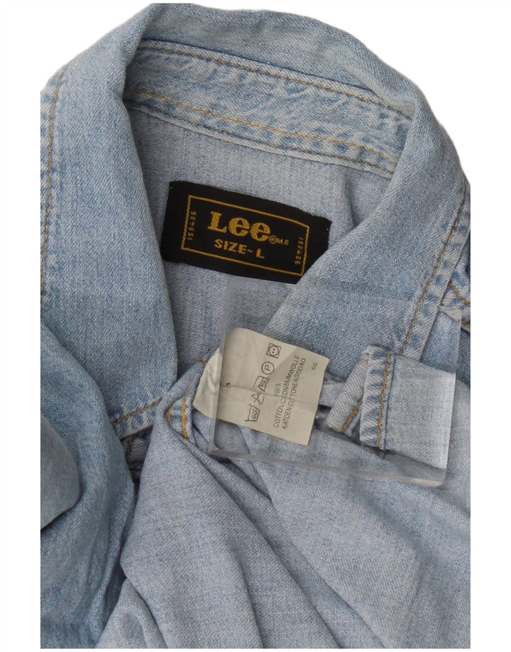 Camisa jeans masculina Lee grande algodão azul