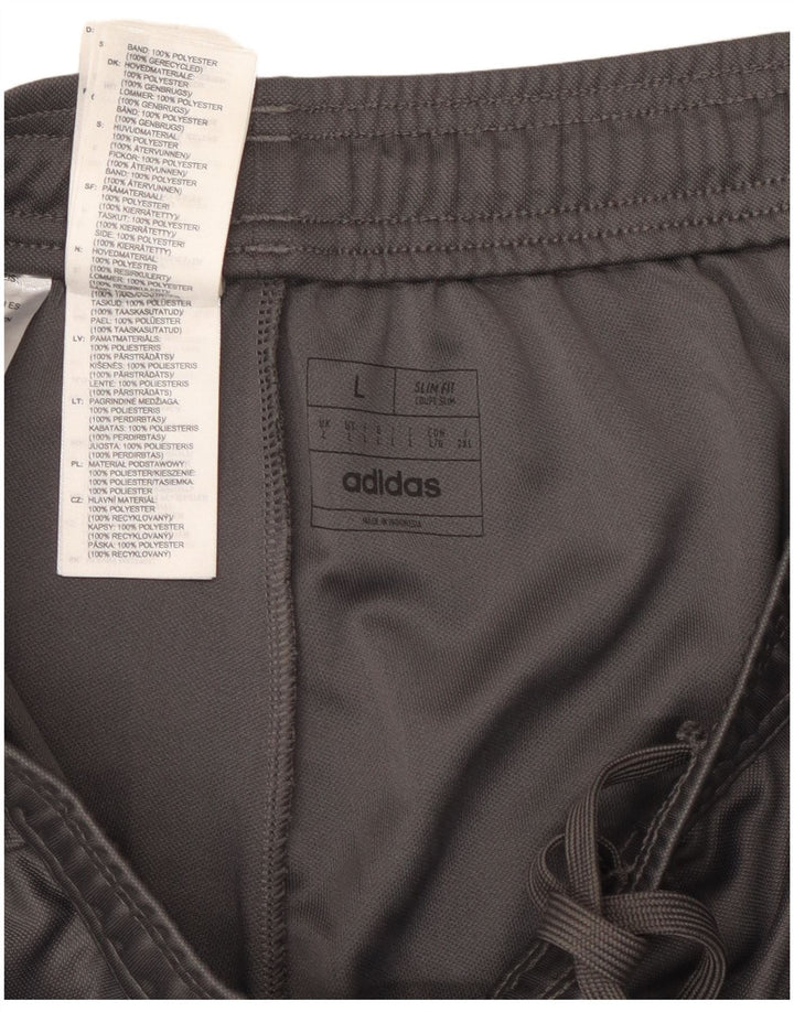 Adidas Mens Slim Fit Calças de treino Joggers grandes listrados cinza