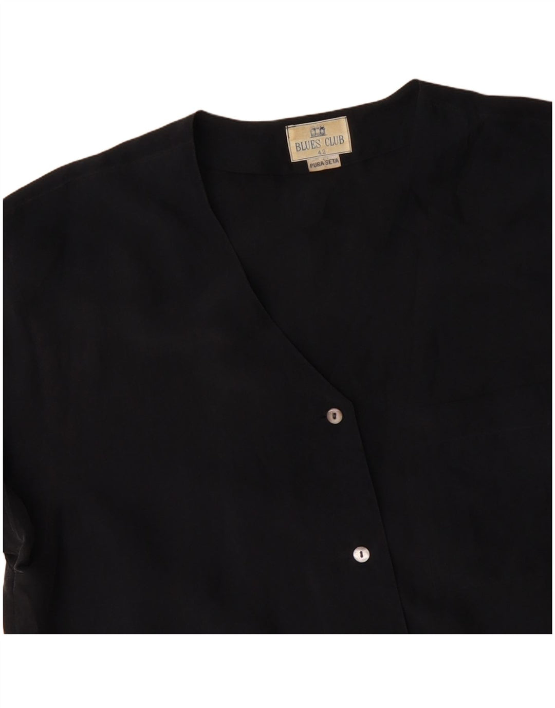 Blusa feminina manga curta BLUE CLUB IT 42 seda preta média