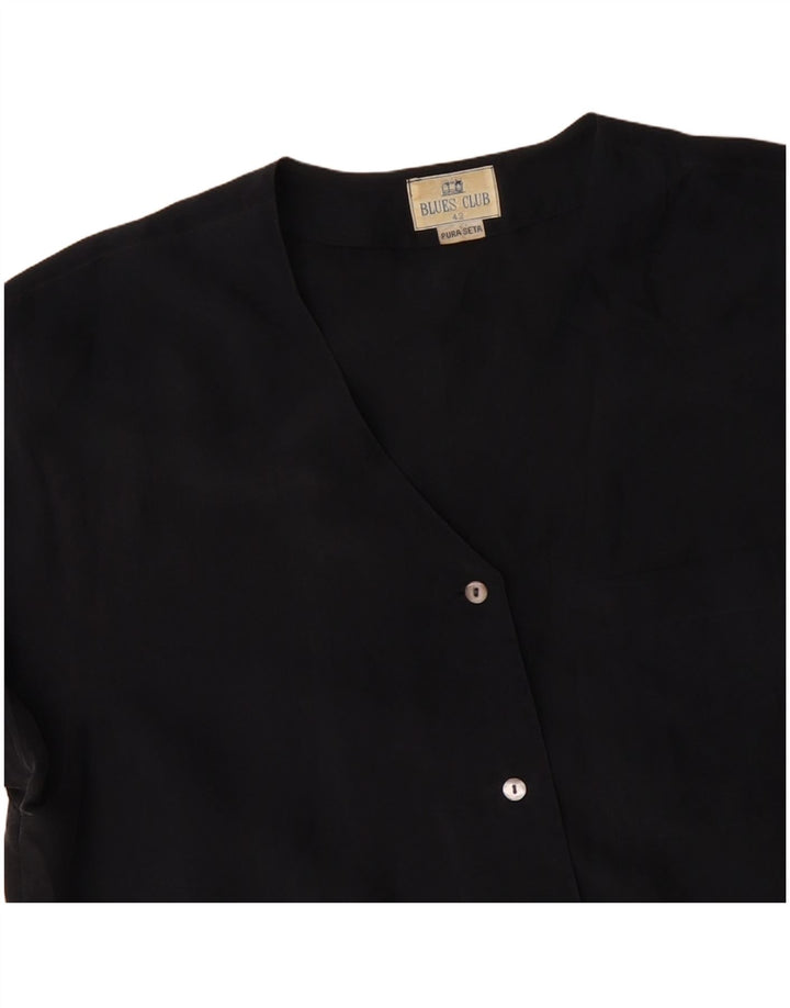 Blusa feminina manga curta BLUE CLUB IT 42 seda preta média