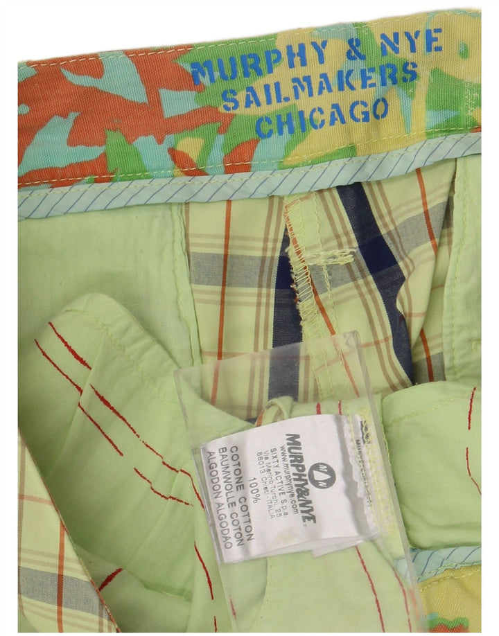 Murphy & Nye Mens Chino Shorts W34 Grande Algodão Xadrez Verde