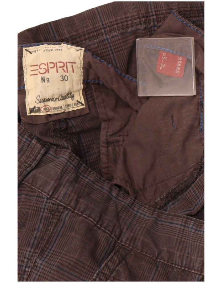Shorts cargo masculino ESPRIT W36 grande algodão xadrez cinza
