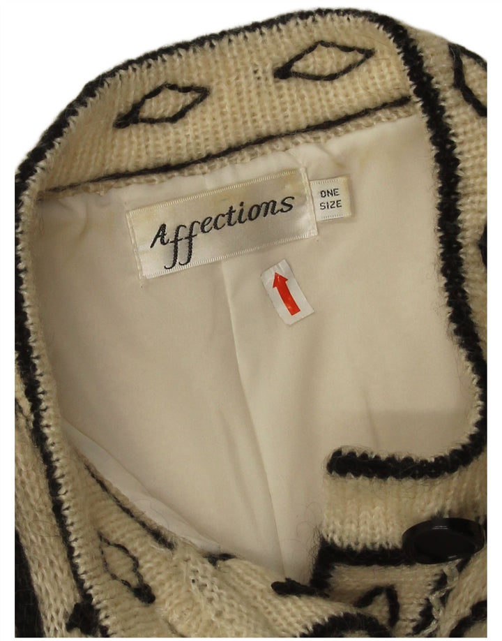 Cardigã feminino Affections Longline, tamanho único, branco, floral, Mohair