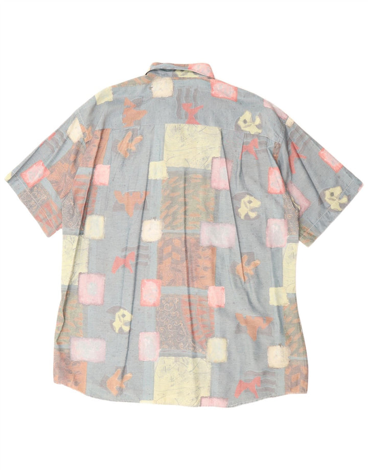 Camisa masculina de manga curta Canda tamanho 41/42 16 1/2 grande patchwork azul