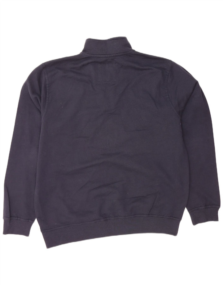 CREW CLOTHING Suéter masculino com zíper e gola 2XL algodão azul marinho