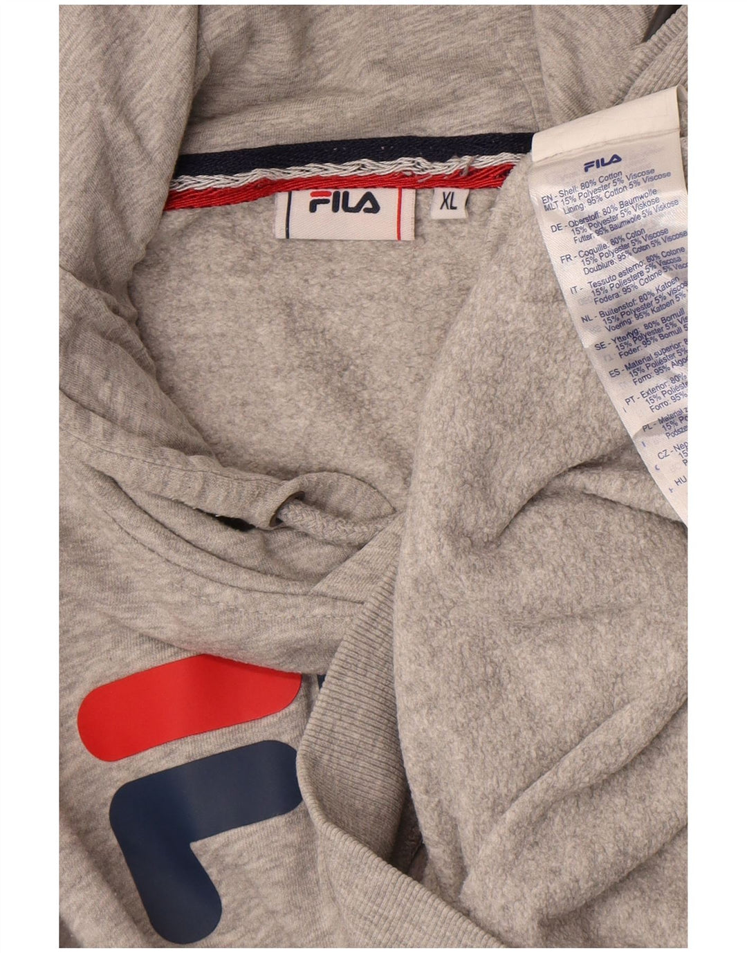 Fila Mens Graphic Hoodie Jumper XL Cinza Algodão