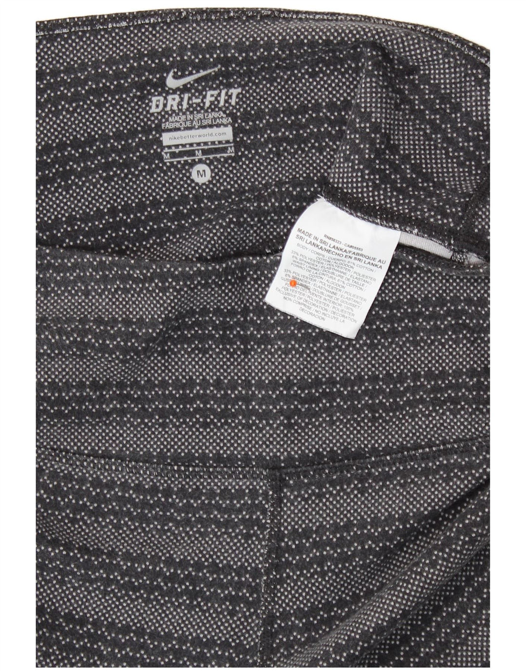 Leggings Nike Dri Fit Feminina UK 12 Algodão Geométrico Cinza Médio