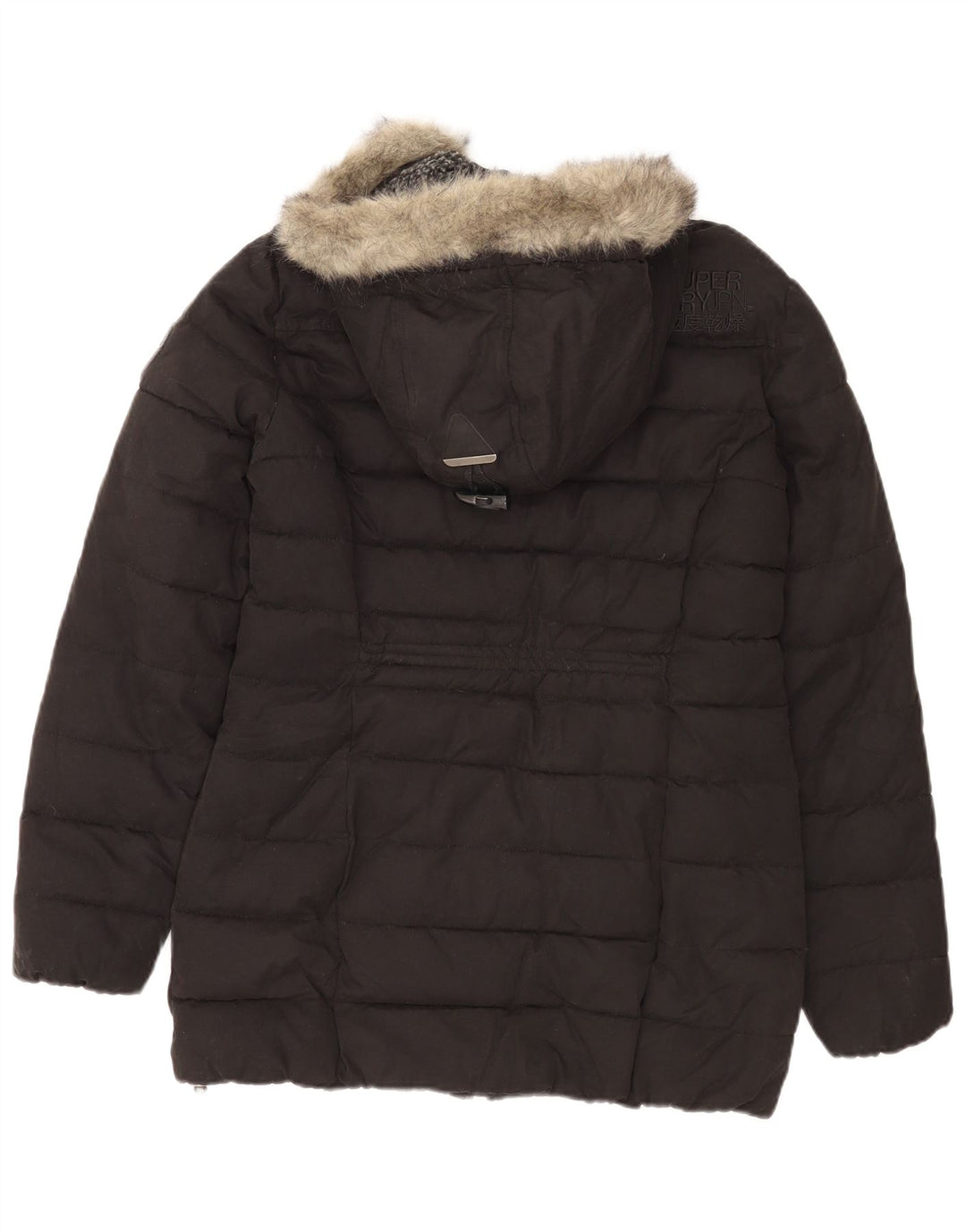 Jaqueta acolchoada com capuz feminina Superdry UK 14 grande poliéster preto