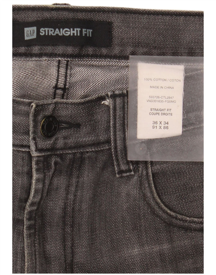 Jeans retos masculinos Gap W36 L34 algodão manchado cinza
