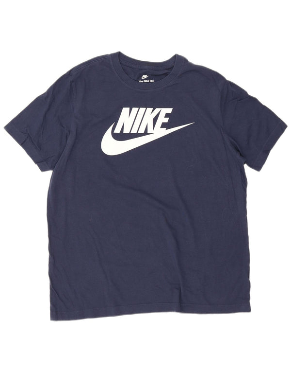 Camiseta Nike masculina gráfica grande algodão azul marinho