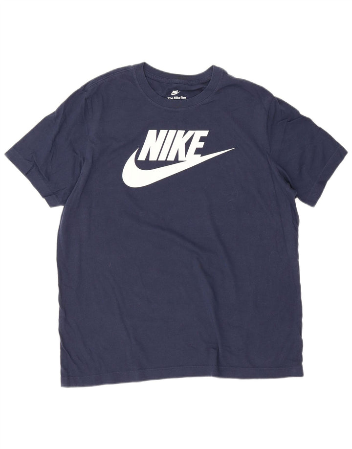 Camiseta Nike masculina gráfica grande algodão azul marinho